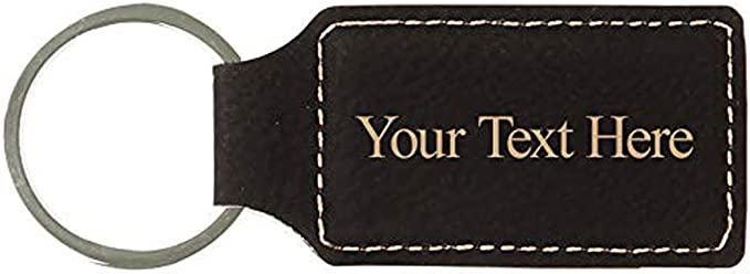 Customized Engraved Rectangle Leather Keychain - Add Your Text