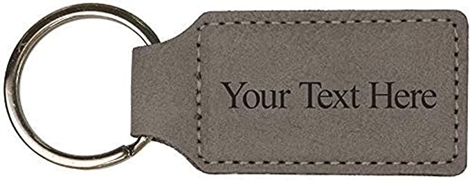 Customized Engraved Rectangle Leather Keychain - Add Your Text