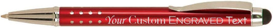 Customized Engraved Ballpoint Pen with Stylus Tip - Add Your Text - Choose from 6 Colors