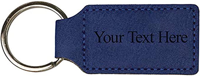 Customized Engraved Rectangle Leather Keychain - Add Your Text