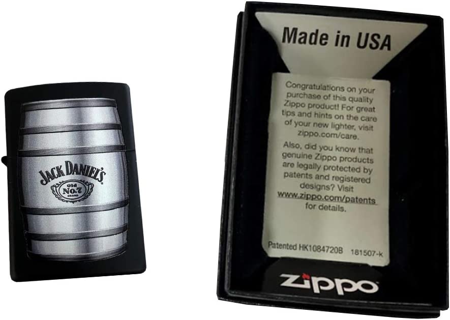 Jack Daniel's Tennessee Whiskey Barrel, Black Label Old No. 7 - Black Matte Zippo Lighter