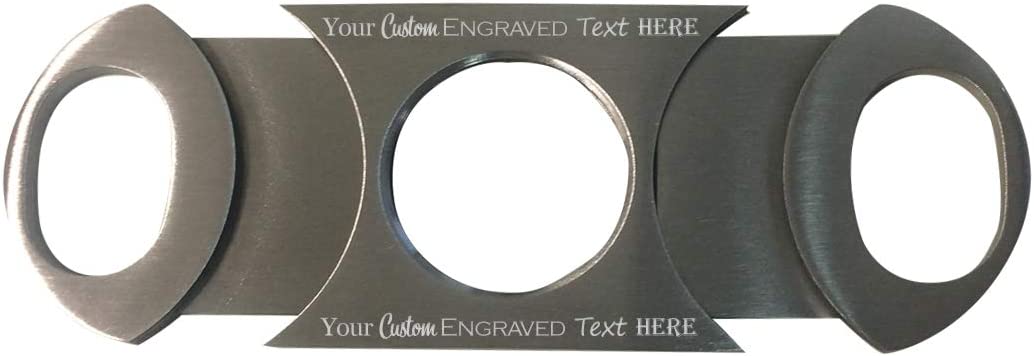 Customized Engraved Stainless Steel Cigar Cutter - Add Your Text