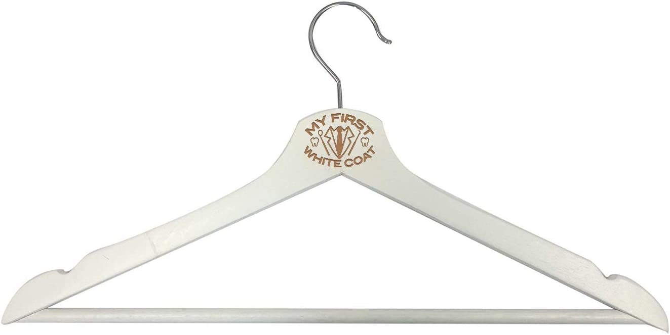 "My First White Coat" Engraved White Wooden Coat Hanger