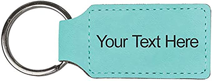 Customized Engraved Rectangle Leather Keychain - Add Your Text