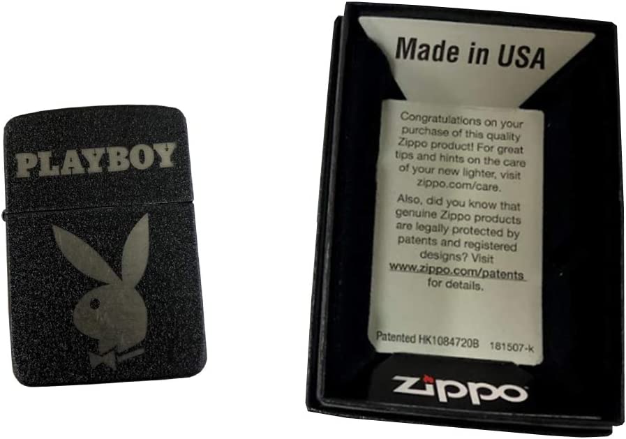 Playboy Magazine Bunny Logo - Engraved Black Crackle Replica Zippo Lighter