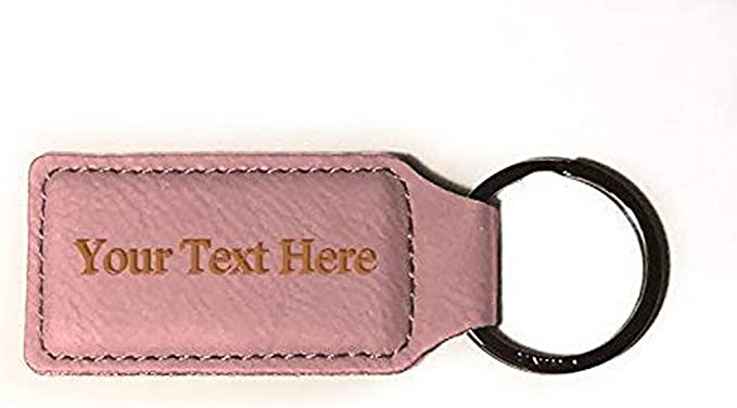 Customized Engraved Rectangle Leather Keychain - Add Your Text