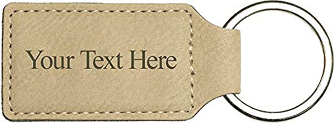 Customized Engraved Rectangle Leather Keychain - Add Your Text