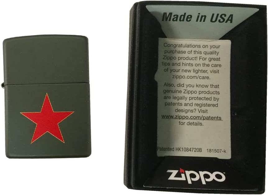 Revolution Red Star - Green Matte Zippo Lighter
