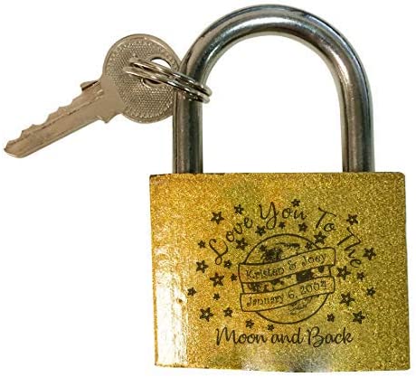 Customized Engraved Brass Love Locks with Key - Add Your Name and Date - Choose from 5 Designs