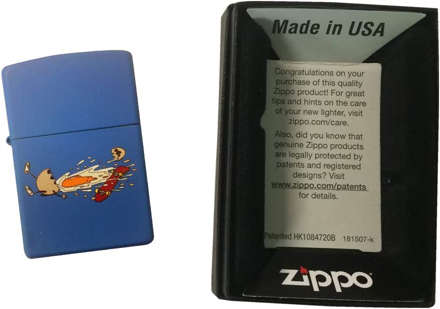 Funny Egg Skateboard Splatter Mess - Royal Blue Matte Zippo Lighter