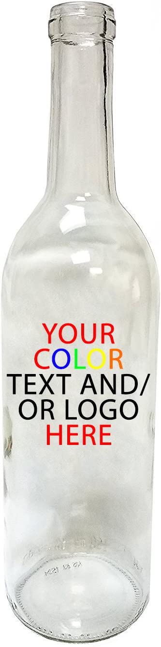 Custom Engraved OR Color Printed 750 ml Glass Wine Bottles - Add Your Text or Logo