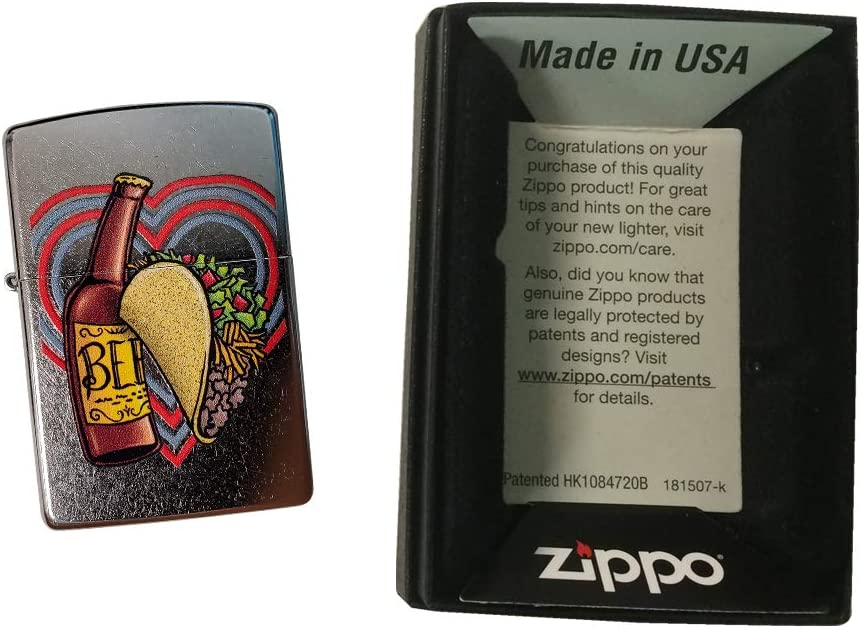 Perfect Pair Beer and Tacos - Street Chrome Zippo Lighter