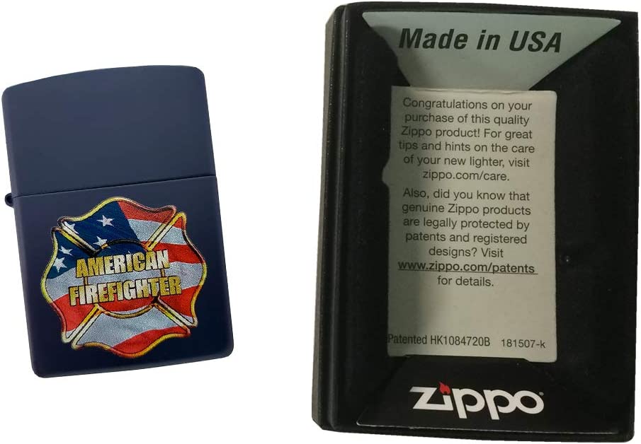 American Flag First Responder Firefighter Symbol - Navy Matte Zippo Lighter
