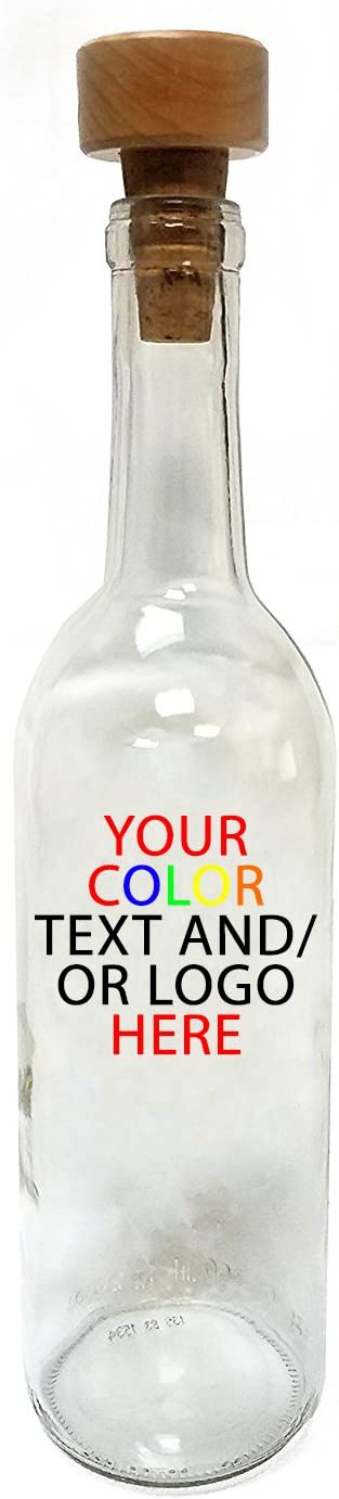 Custom Engraved OR Color Printed 750 ml Glass Wine Bottles - Add Your Text or Logo