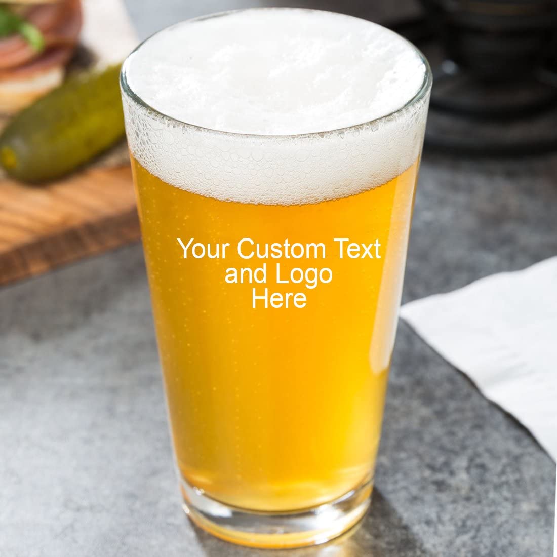 Custom Engraved 16 oz Pint Glass - Add Your Text, Logo, Photo