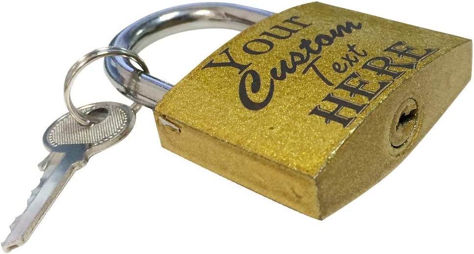 Customized Engraved Brass Lock with Key - Add Your Text or Logo