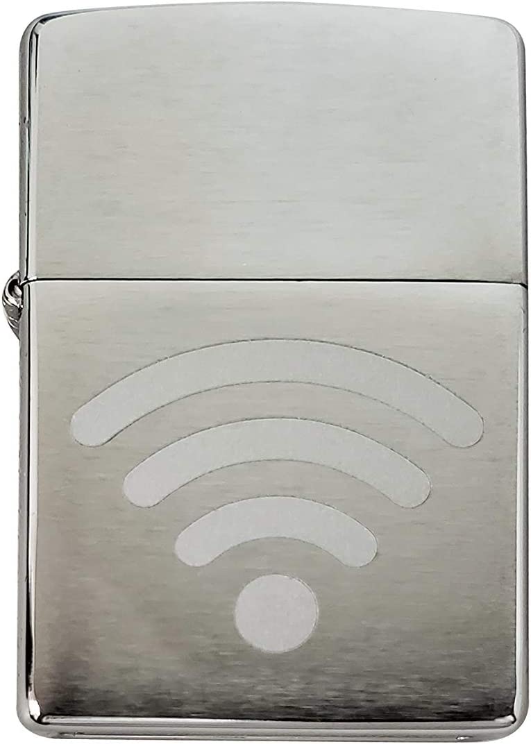 Wireless Online Wi Fi Signal Full Bars - Engraved Brushed Chrome Zippo Lighter