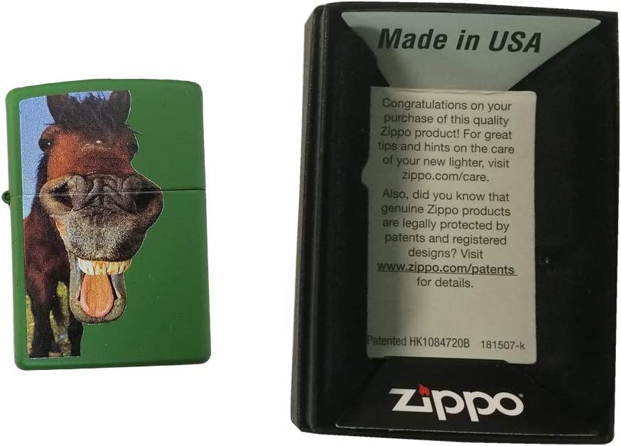 Laughing Horse - Moss Green Matte Zippo Lighter
