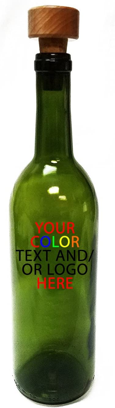 Custom Engraved OR Color Printed 750 ml Glass Wine Bottles - Add Your Text or Logo