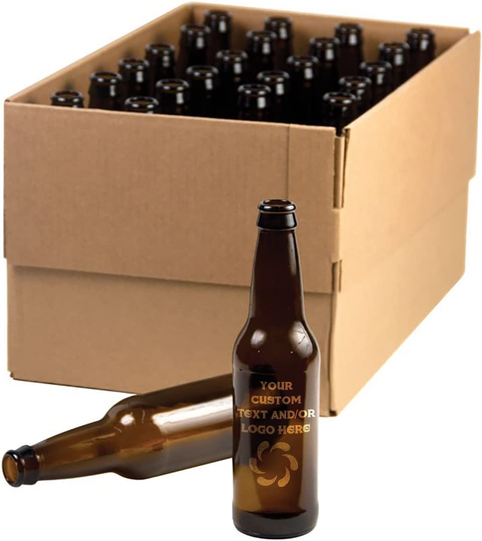 Custom Engraved OR Color Printed 12 or 22oz Glass Beer Bottles - Add Your Text, Logo, Photo