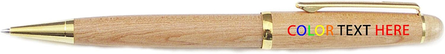 Custom Engraved OR Color Printed Wooden Ballpoint Pen - Add Your Text