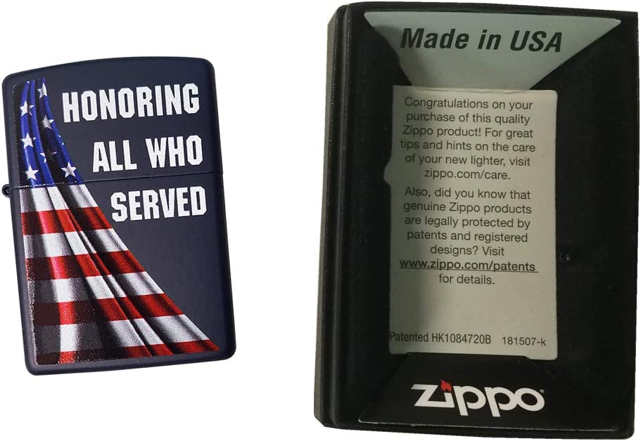 Honoring All Who Served American Flag - Navy Matte Zippo Lighter