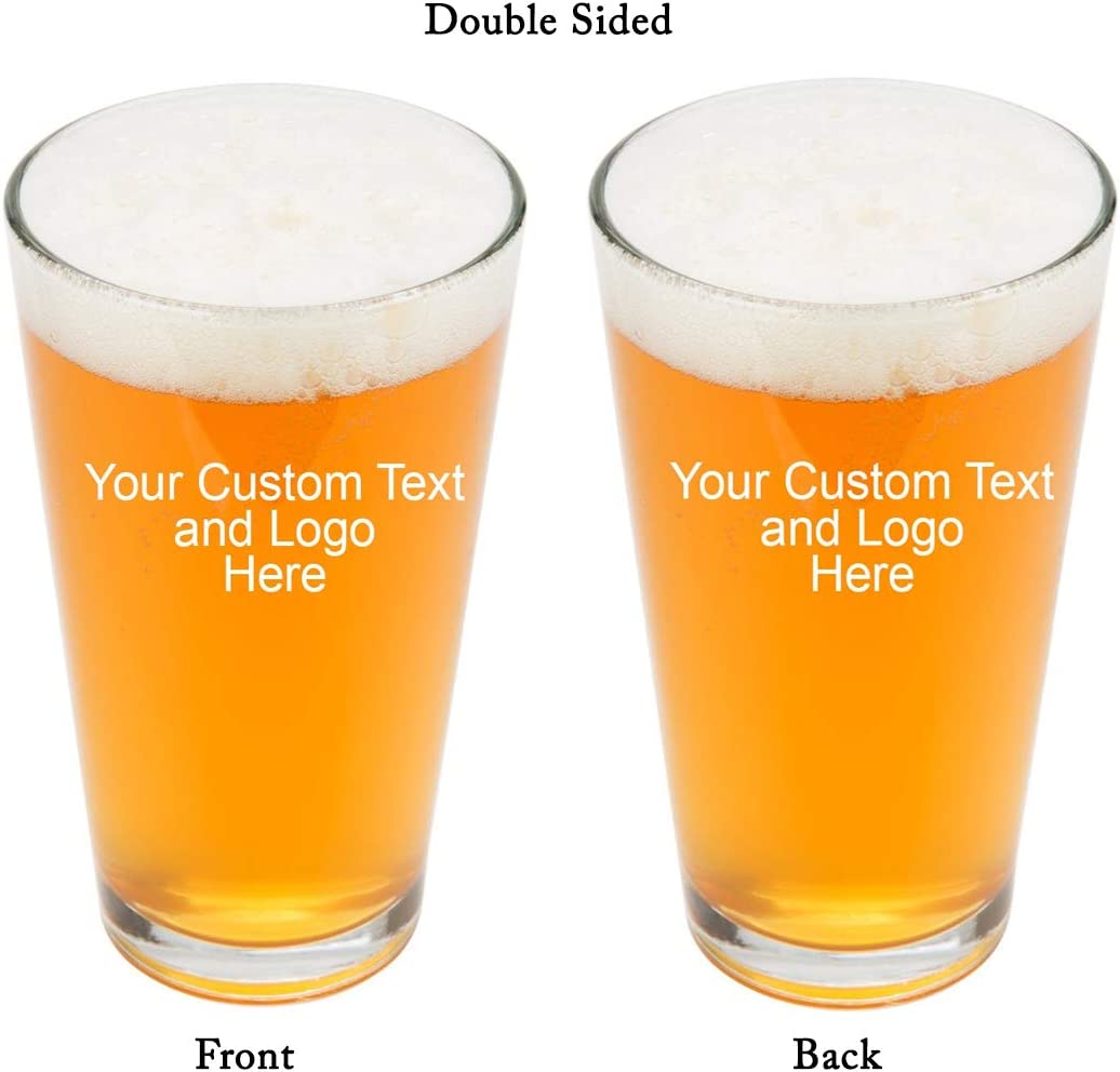 Custom Engraved 16 oz Pint Glass - Add Your Text, Logo, Photo