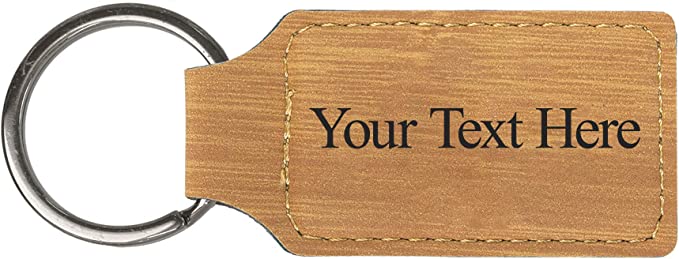 Customized Engraved Rectangle Leather Keychain - Add Your Text