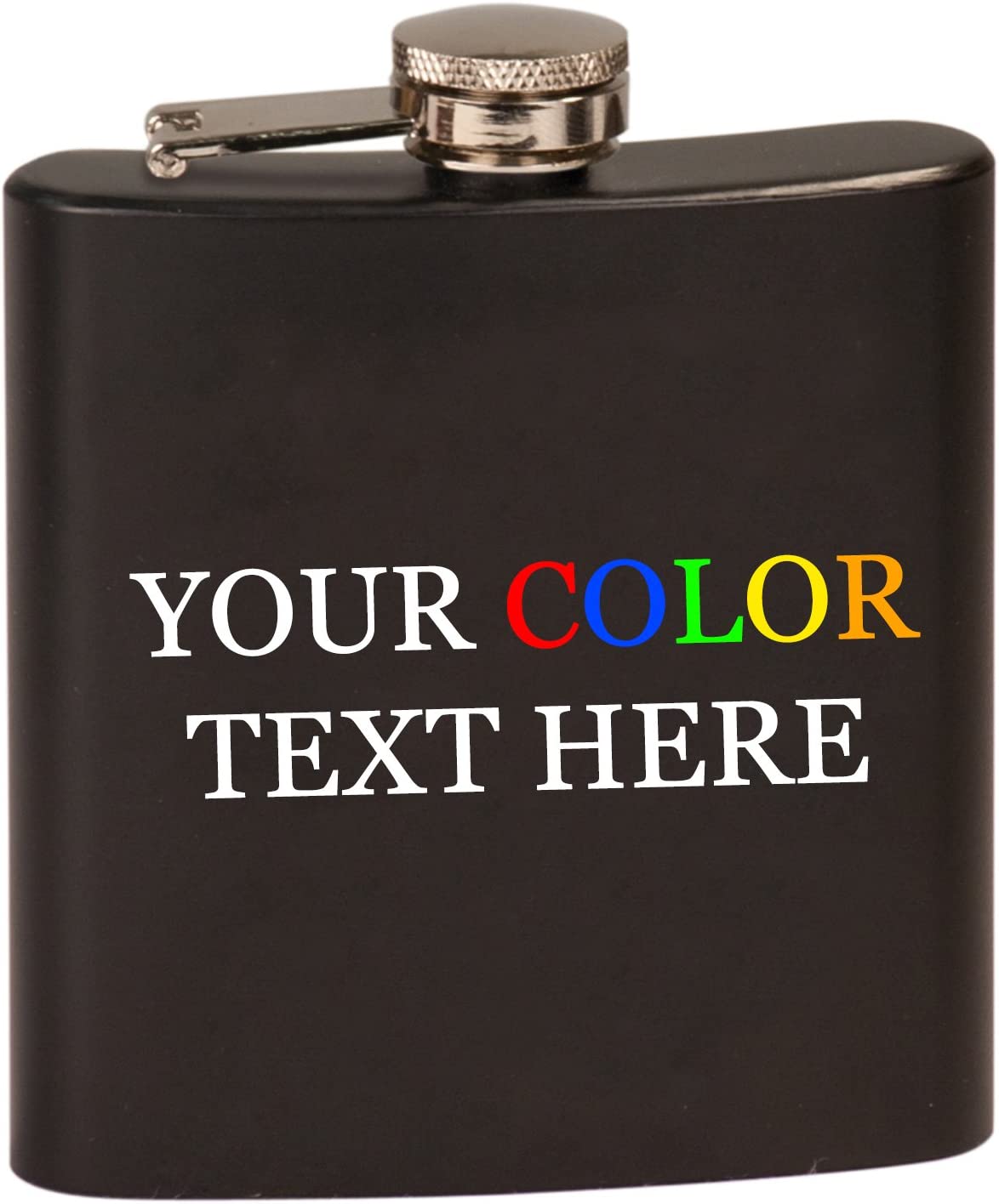 Custom Color Printed Stainless Steel 6oz Flask - Add Your Text, Logo, Photo