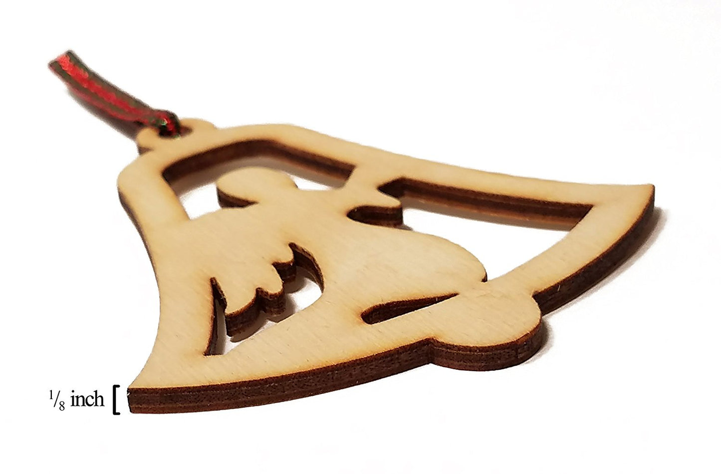 Angel Bell Cutout Laser Engraved Wooden Christmas Tree Ornament Gift Seasonal Decoration