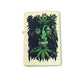 Green Face Man with Pot Leaves and Mushrooms - Cream Matte Zippo Lighter
