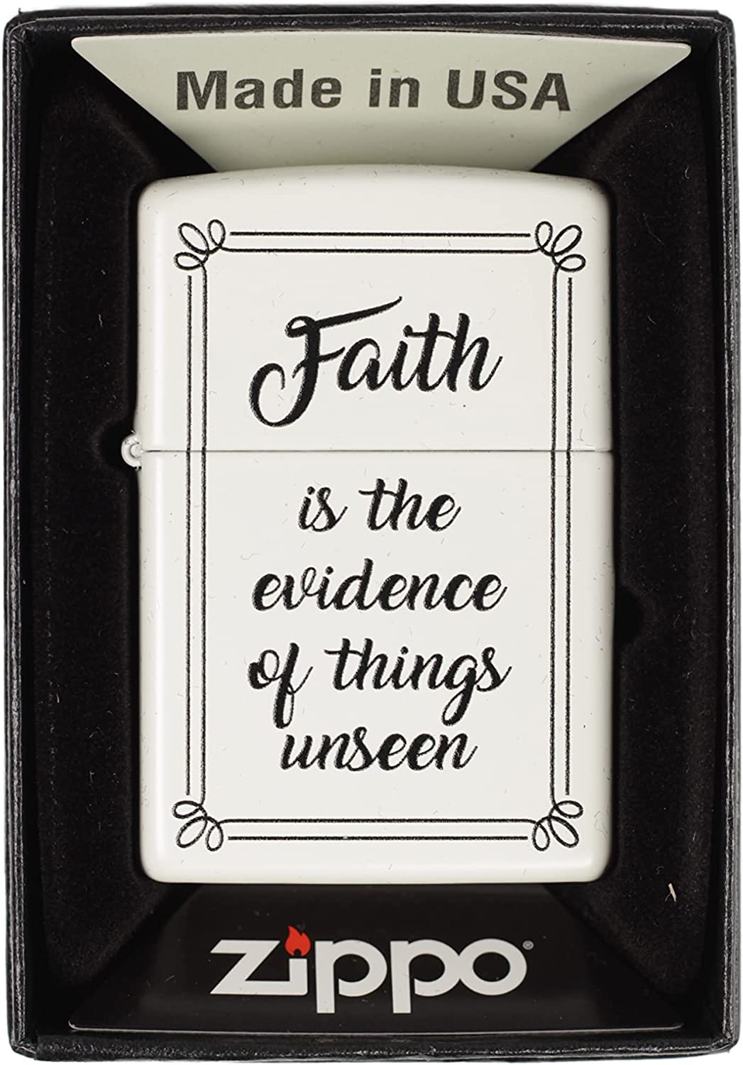 Faith is the Evidence of Things Unseen - White Matte Zippo Lighter