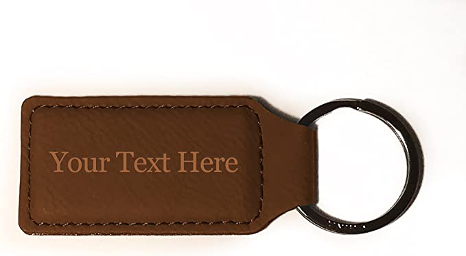 Customized Engraved Rectangle Leather Keychain - Add Your Text