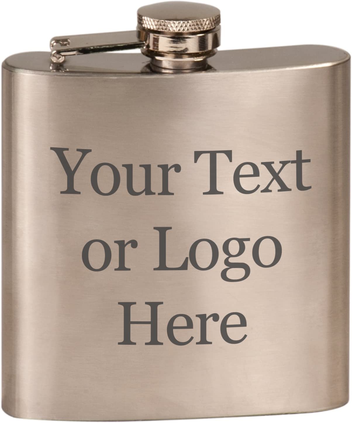 Custom Engraved Stainless Steel 6 oz Flask - Add Your Text or Logo