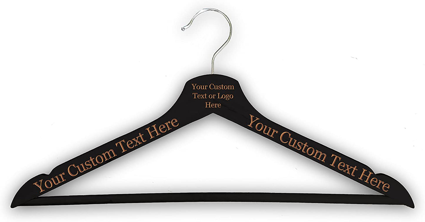 Customized Engraved OR Color Printed Wood Clothes Hanger - Add Your Text - Choose from 3 Finishes