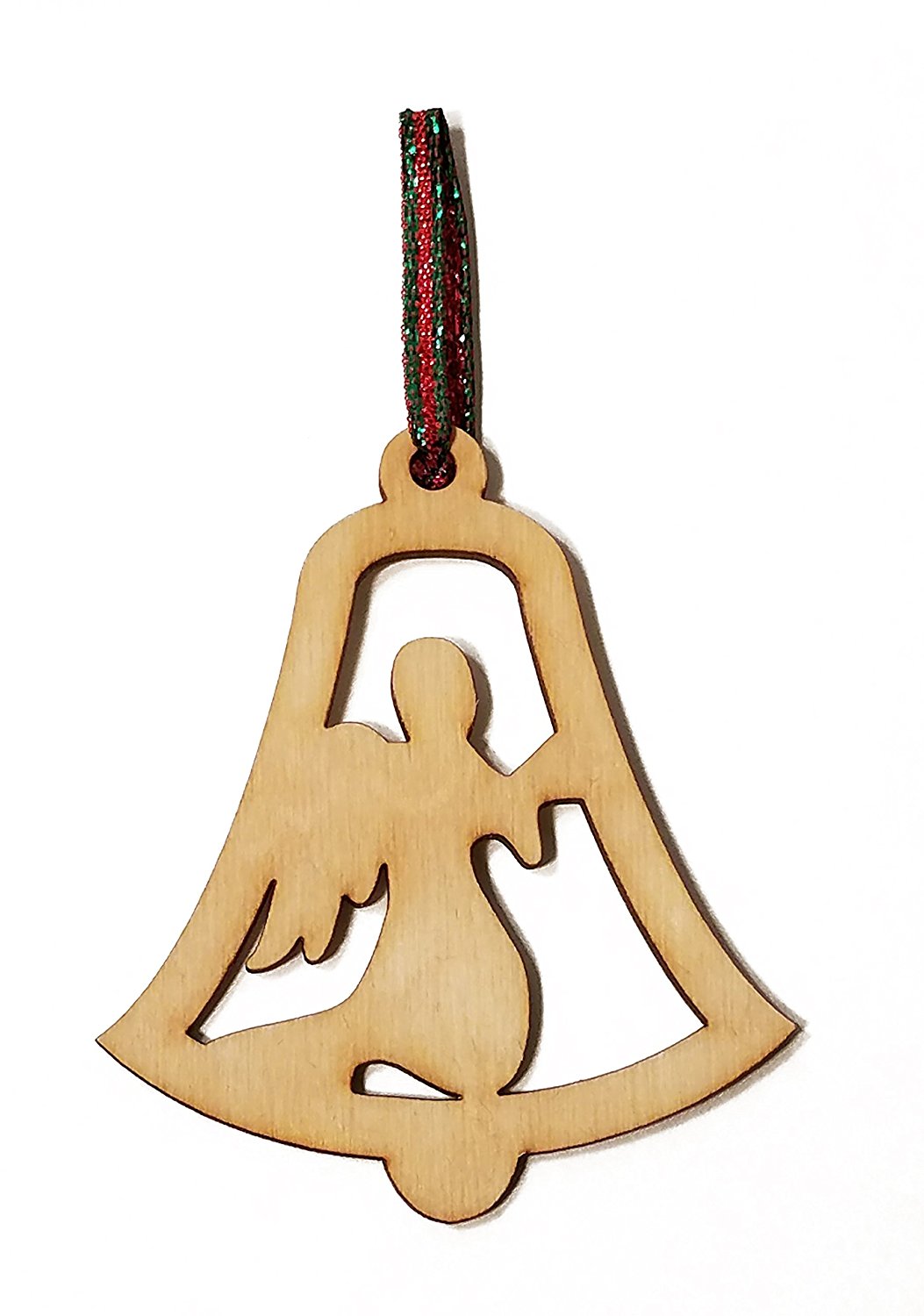 Angel Bell Cutout Laser Engraved Wooden Christmas Tree Ornament Gift Seasonal Decoration