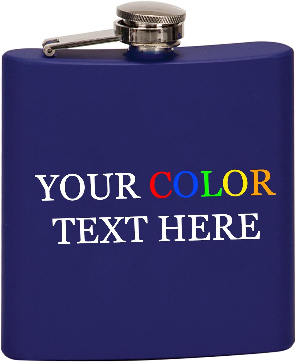 Custom Color Printed Stainless Steel 6oz Flask - Add Your Text, Logo, Photo