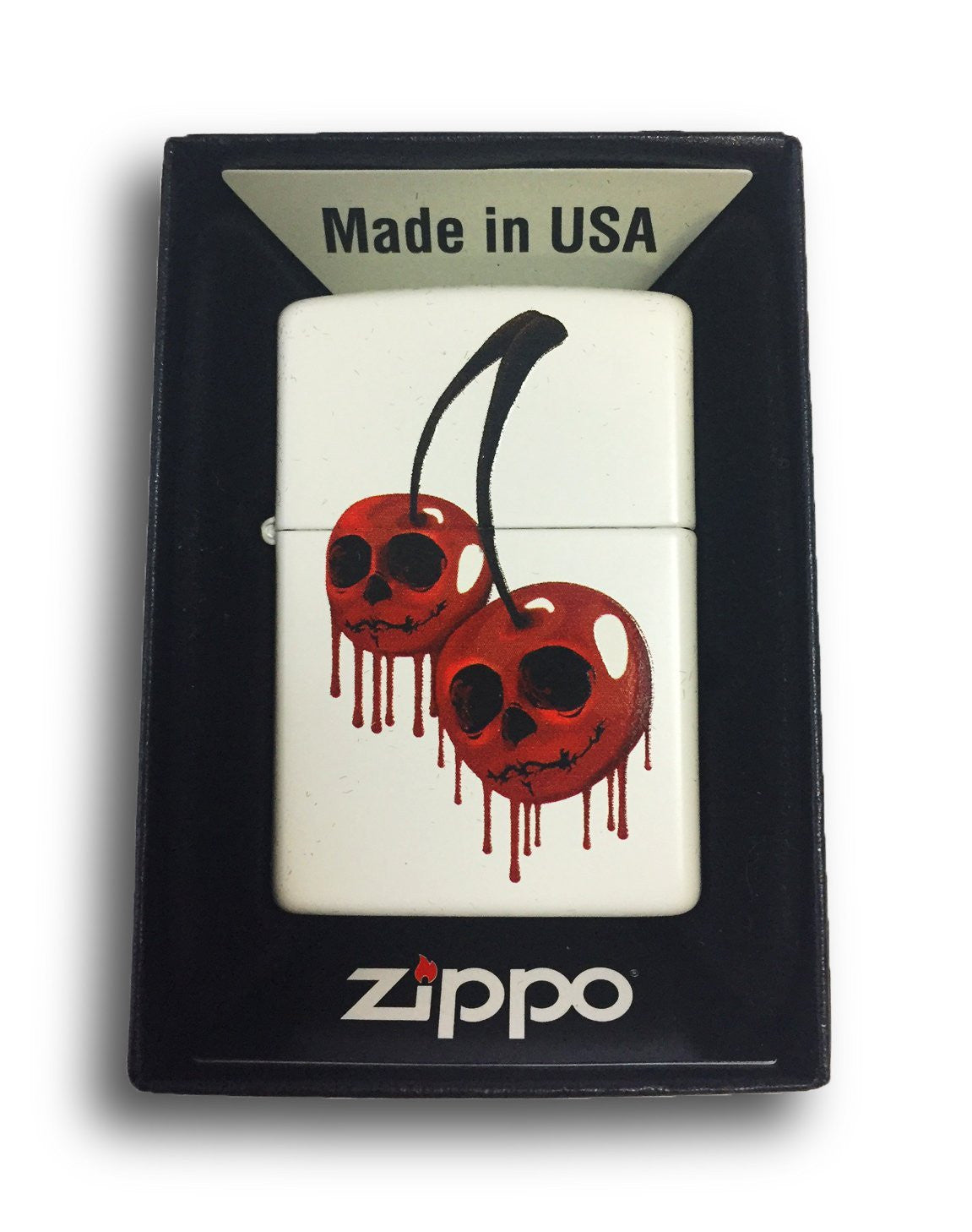 Skull Cherries - White Matte Zippo Lighter