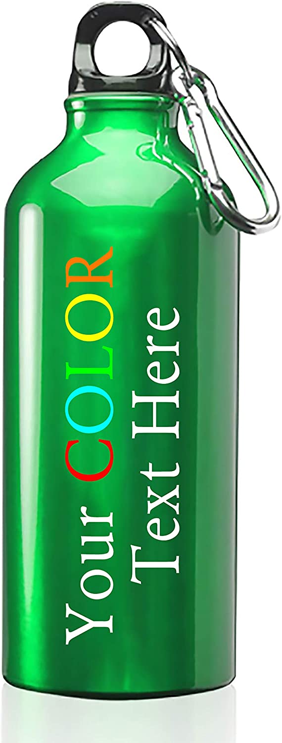 Custom Color Printed 17 oz Metal Water Bottle with Clip - Add Your Text