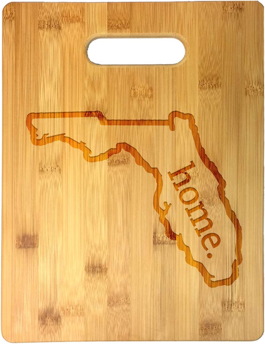 Home State Engraved Outline 8.5 x 11 Inch Bamboo Wood Cutting Board