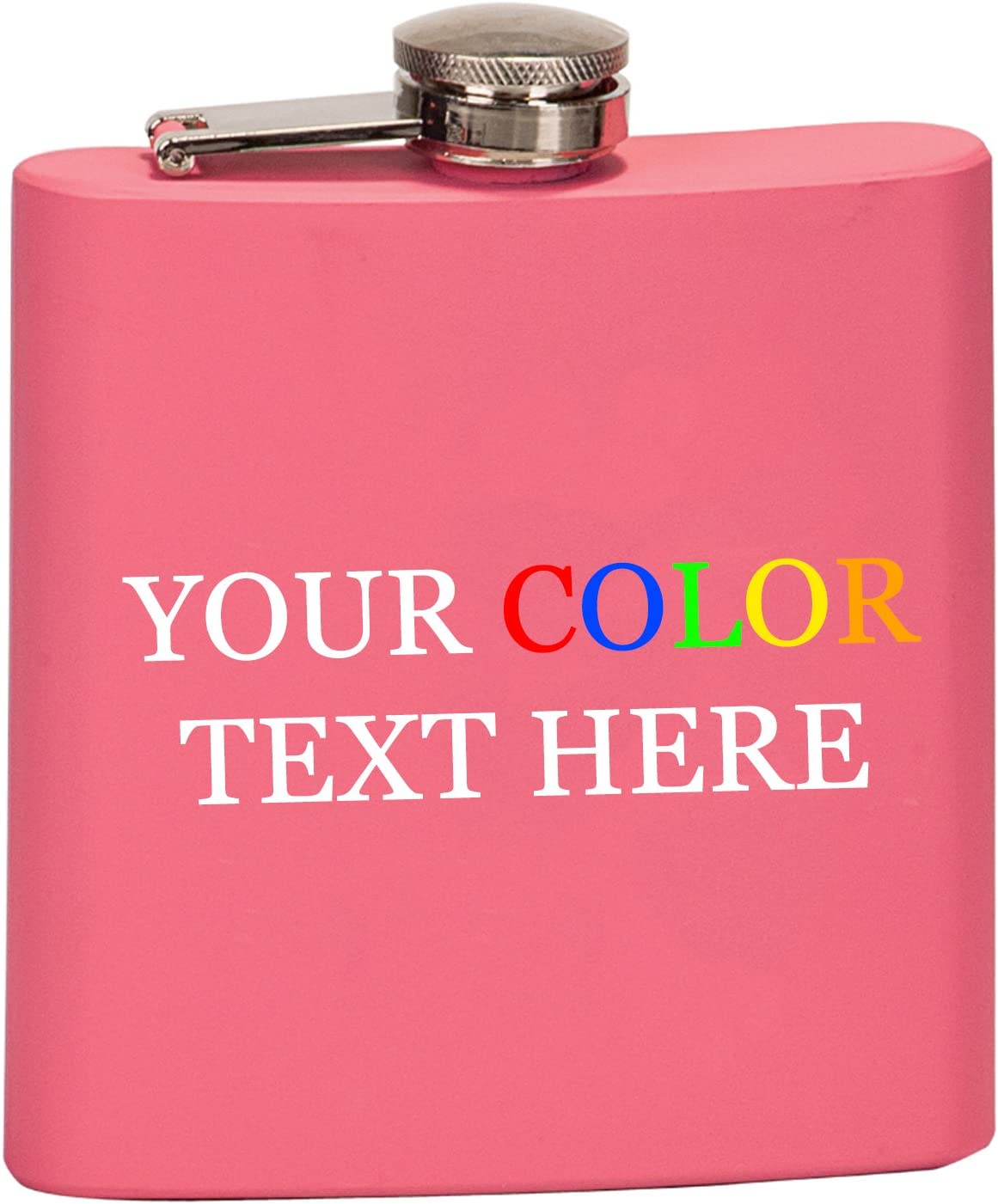 Custom Color Printed Stainless Steel 6oz Flask - Add Your Text, Logo, Photo