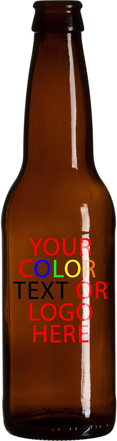 Custom Engraved OR Color Printed 12 or 22oz Glass Beer Bottles - Add Your Text, Logo, Photo