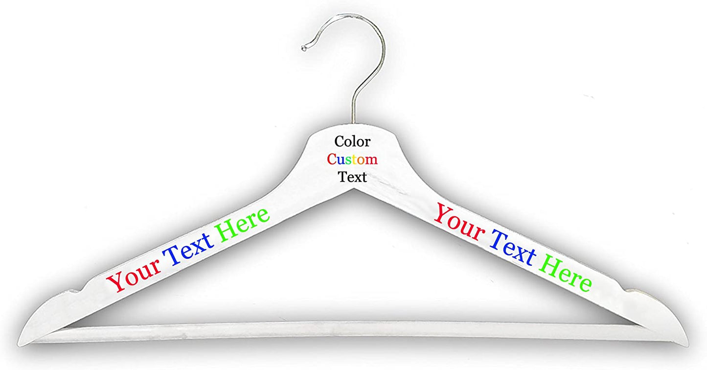 Customized Engraved OR Color Printed Wood Clothes Hanger - Add Your Text - Choose from 3 Finishes