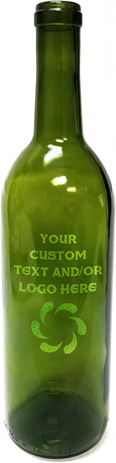 Custom Engraved OR Color Printed 750 ml Glass Wine Bottles - Add Your Text or Logo