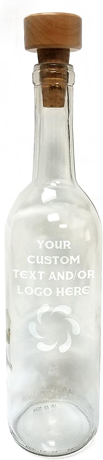 Custom Engraved OR Color Printed 750 ml Glass Wine Bottles - Add Your Text or Logo