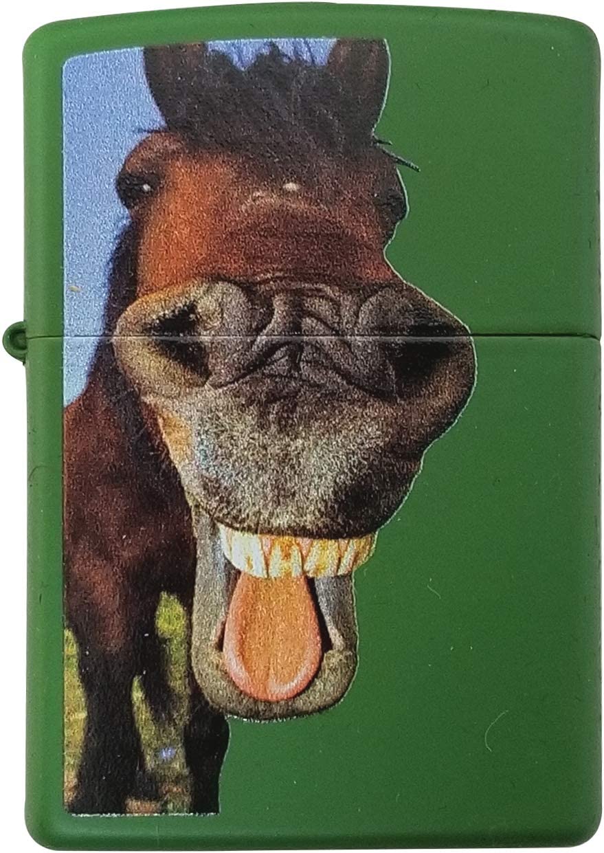Laughing Horse - Moss Green Matte Zippo Lighter
