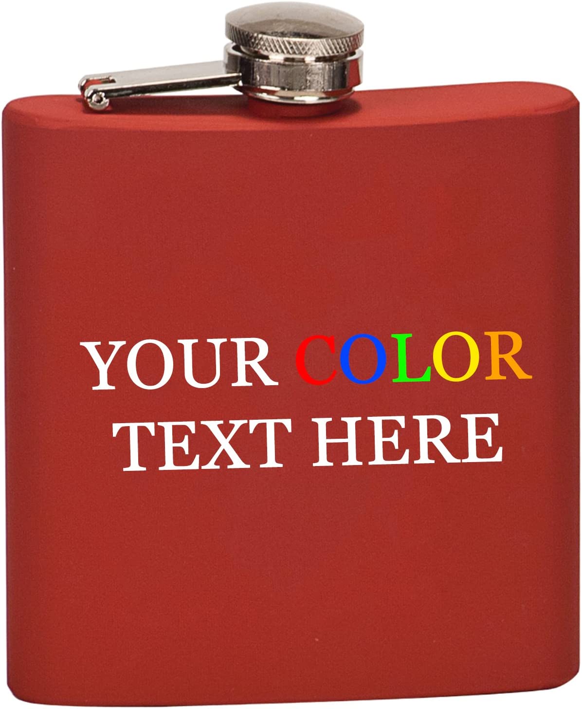 Custom Color Printed Stainless Steel 6oz Flask - Add Your Text, Logo, Photo