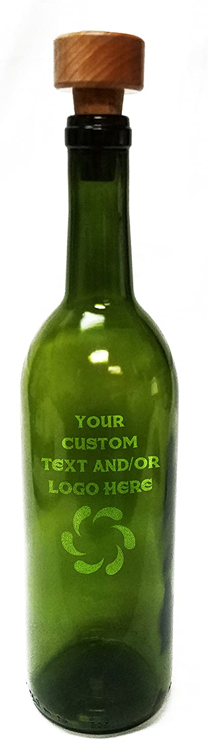 Custom Engraved OR Color Printed 750 ml Glass Wine Bottles - Add Your Text or Logo