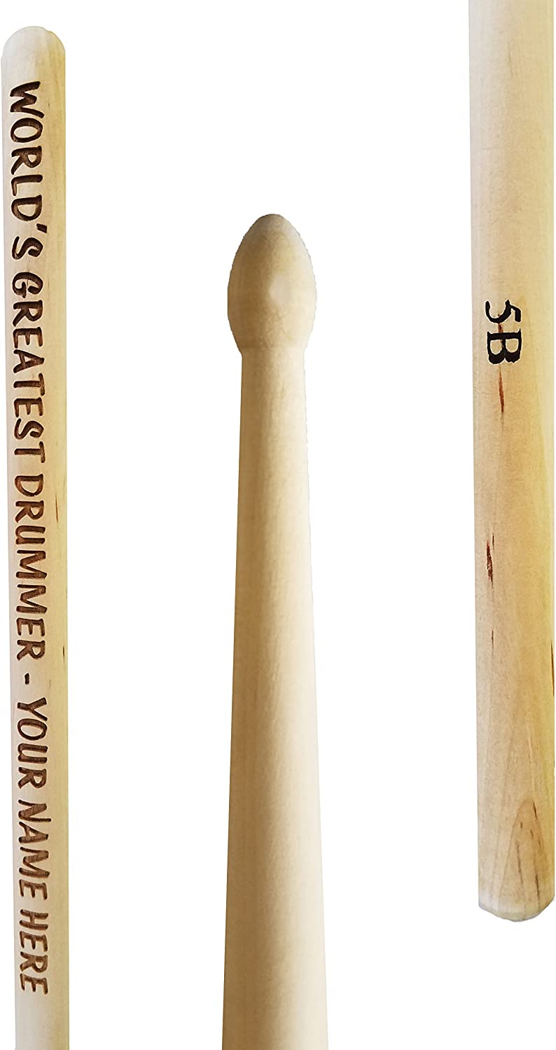 Customized Engraved Pair of 5B Drumsticks - Add Your Text