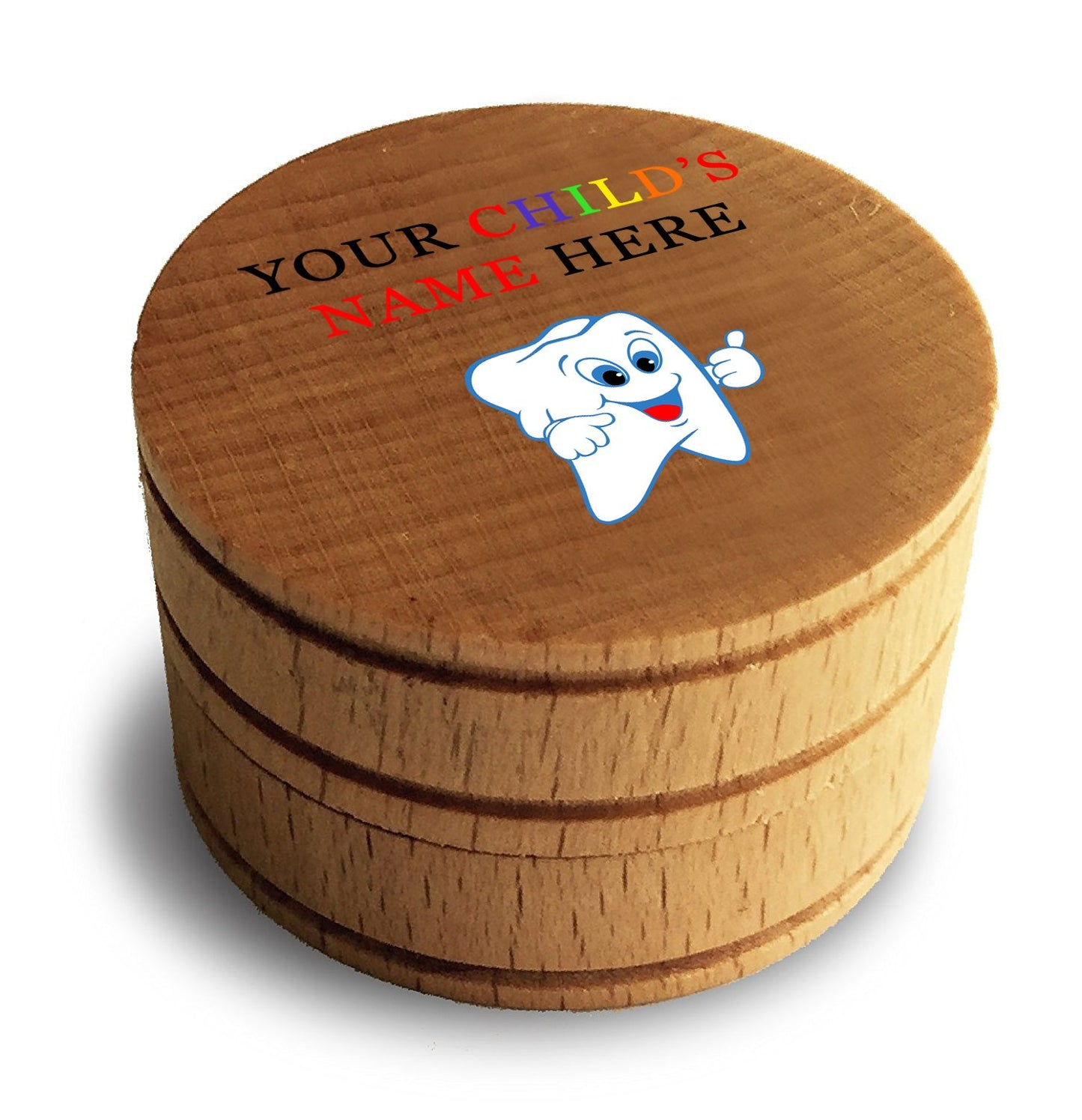 Customized Engraved OR Color Printed Wooden Tooth Box with Lid